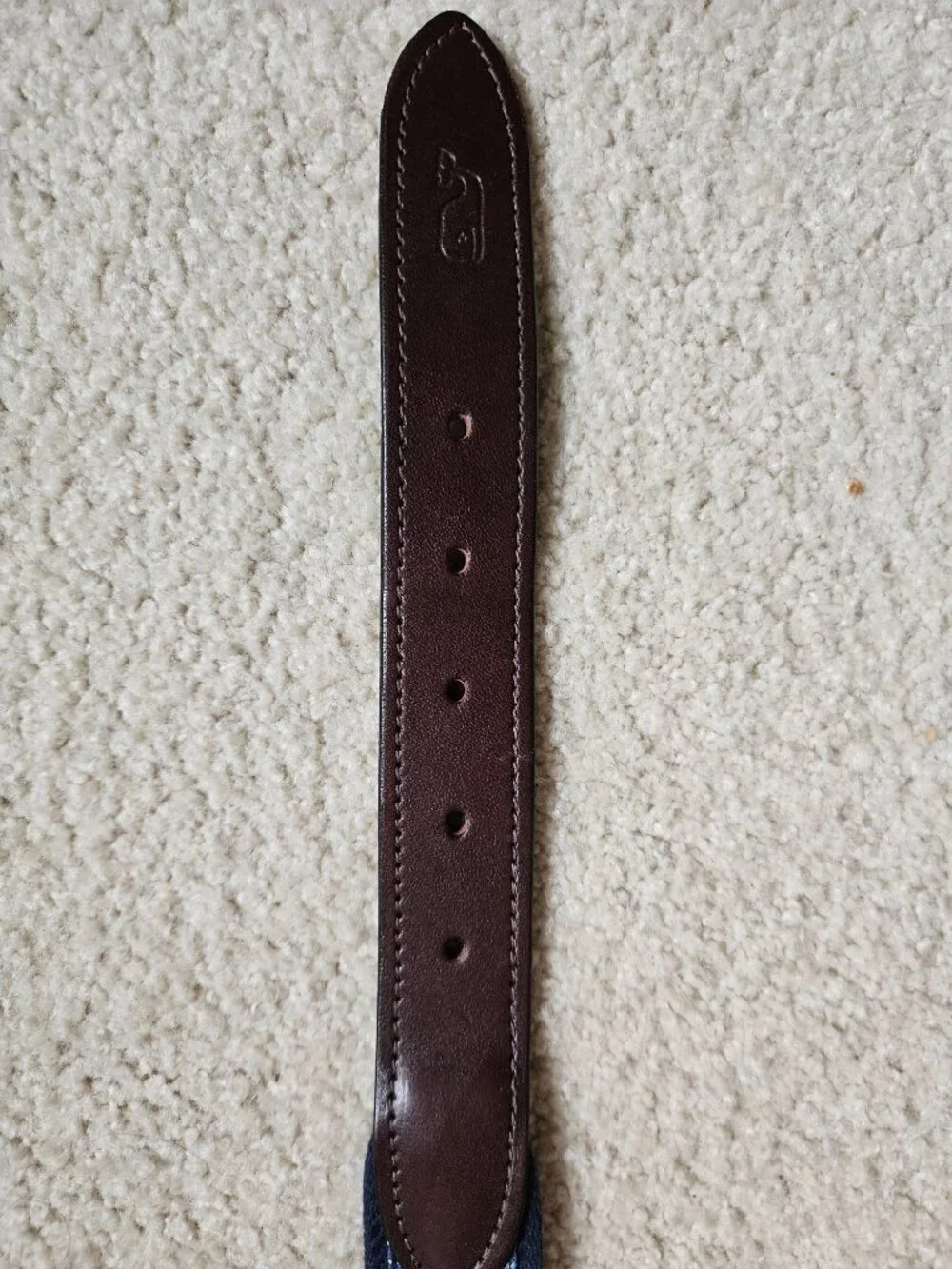 Vineyard Vines Kentucky Derby Seahorse Canvas Belt Navy Blue Brown Brass 32